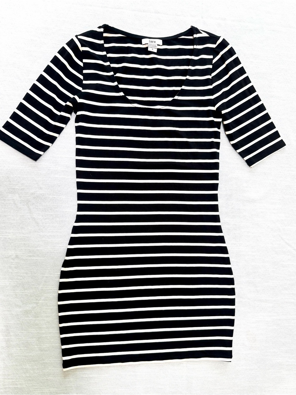 Bar III Black & White Striped Scoop Neck Mini Dress